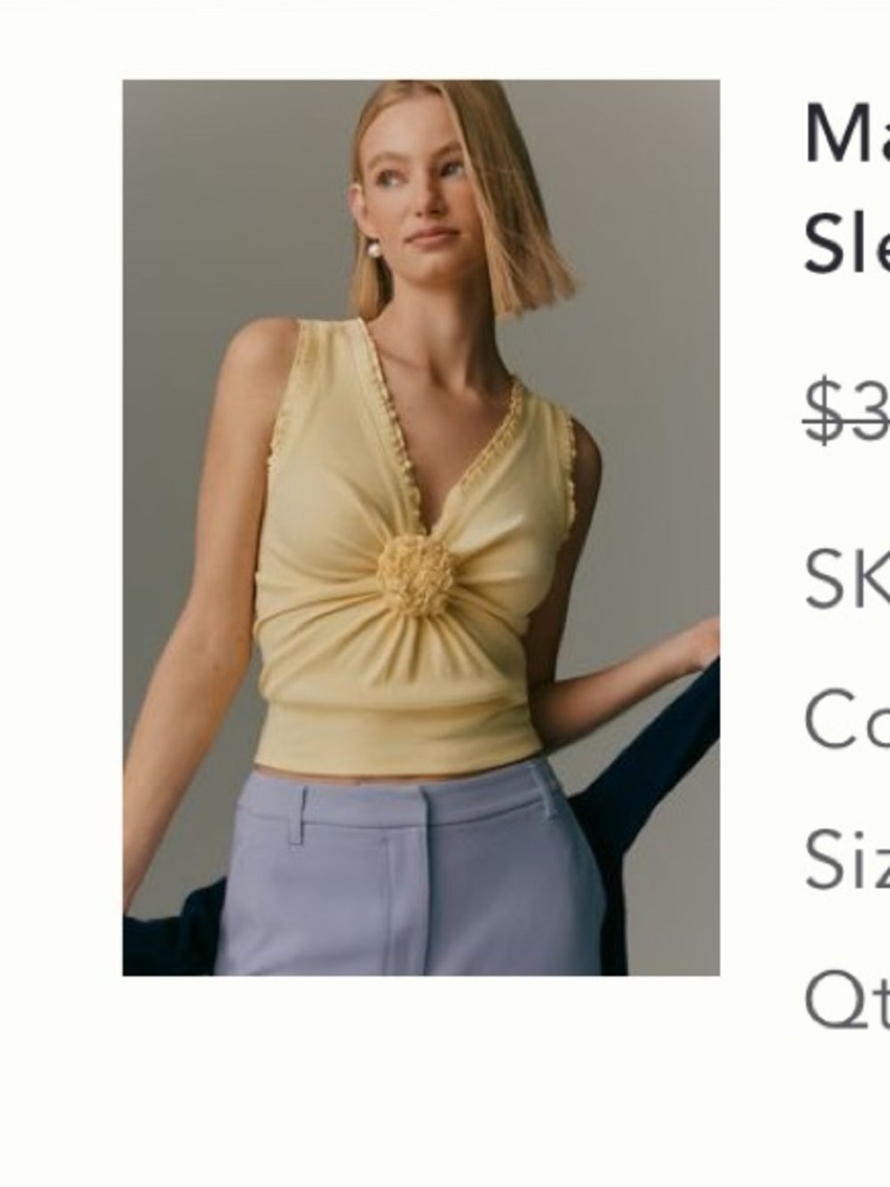 NWT Maeve Rosette V-Neck Sleeveless Top - Picture 4 of 4